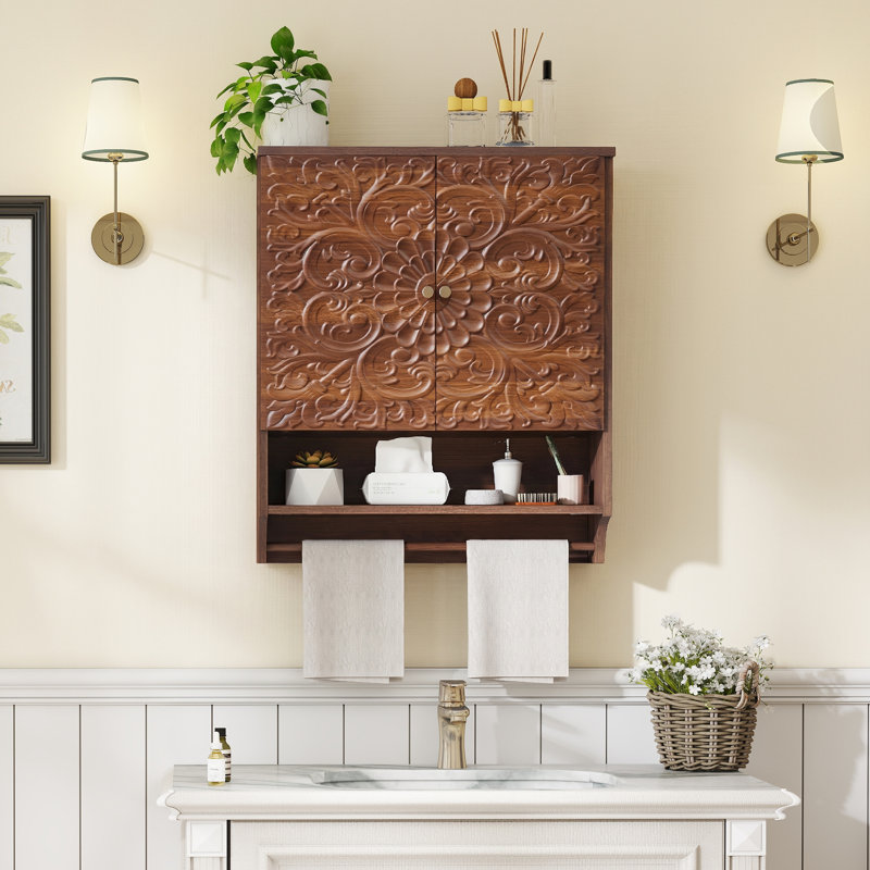 Rangement mural pour armoire de salle de bain, Brun
