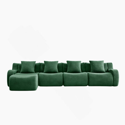 L-Shaped Boneless 4-Seat Sofa With Curved Armrests, Anti-Slip Design, And High-Density Sponge, Ideal For Studies And Living Rooms