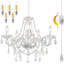 Lustre en cristal 5 lumières à brancher, blanc à intensité variable avec ampoules