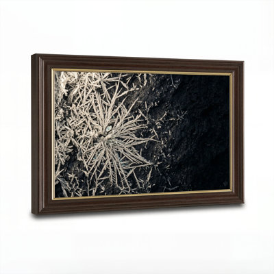 Art mural antique sur toile encadré doré pour le salon, la chambre à coucher, le bureau ou le vestibule - décoration murale décorative avec motif de flocon de neige