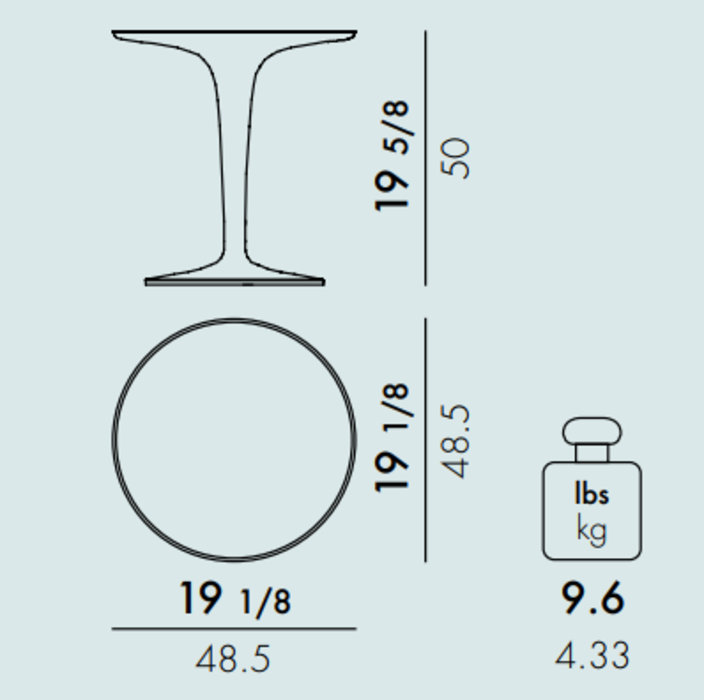 Kartell Tip Top Mono Small Side Table with Glass Top and Transparent Frame  by Philippe Starck with Eugeni Quitllet