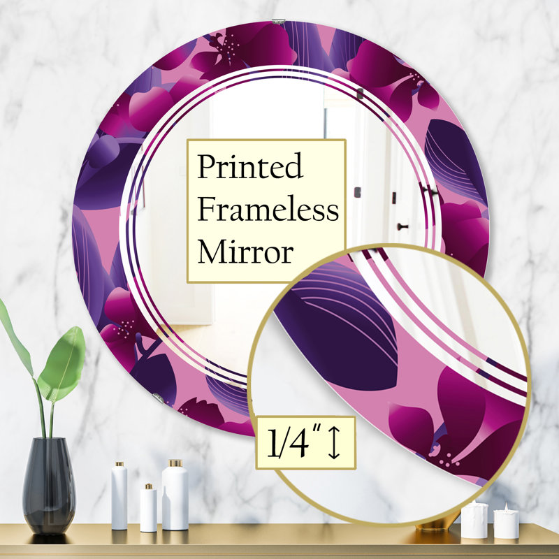 Miroir mural sans cadre à motif triple c orchidée, H 31,5 po x l po