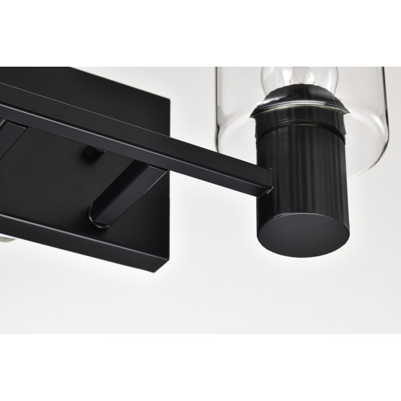 Meuble-lavabo 2 lumières Cordele - noir mat avec verre transparent Cordele