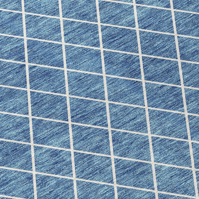 Tapis lavable intérieur et extérieur rond 8 pi bleu et ivoire en denim