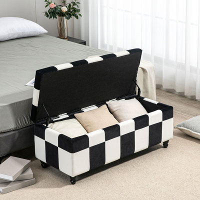 Lavora Storage Ottoman Seat Wood Legs 114 x 47 x 47 cm