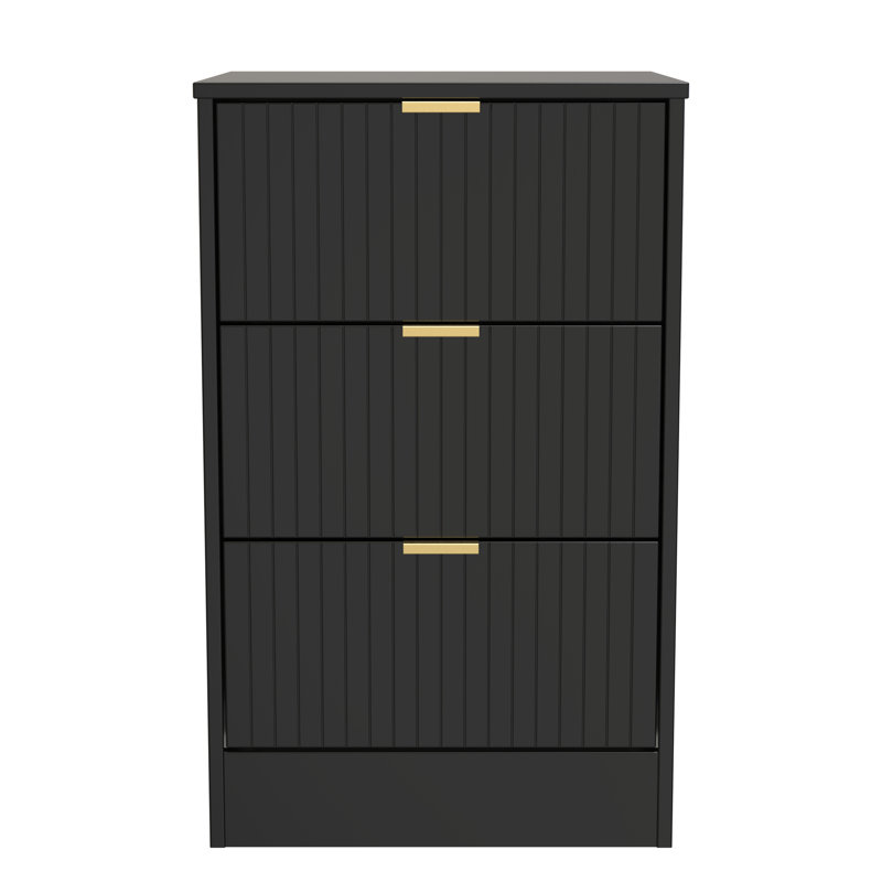 Atsumi 45cm W Manufactured Wood Bedside Table, Deep Black/Black Matt