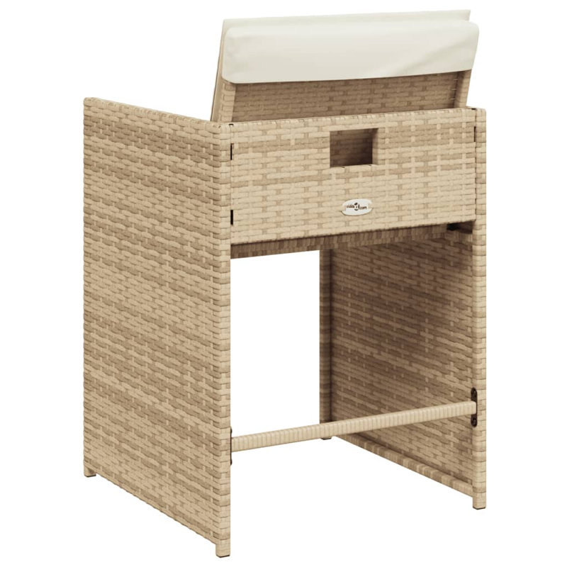 George Oliver Patio Chairs With Cushions 4 Pcs Poly Rattan, Beige/Cream
