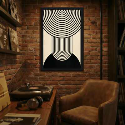Abstract Concentric Circles And Vertical Lines Pattern