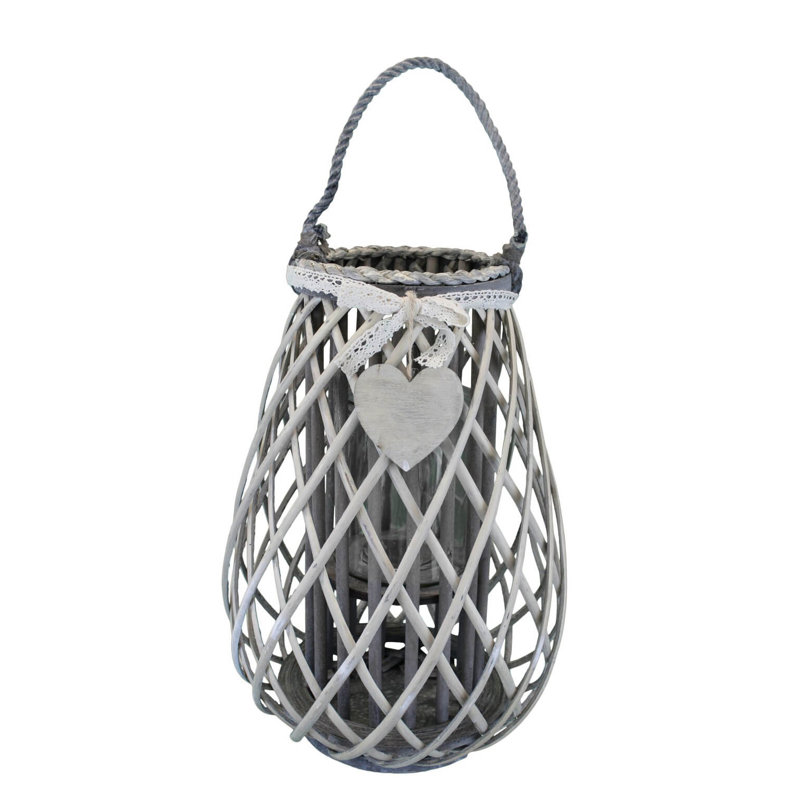 Glass Tabletop Lantern, Grey, 40" H x 28" W x 28" D