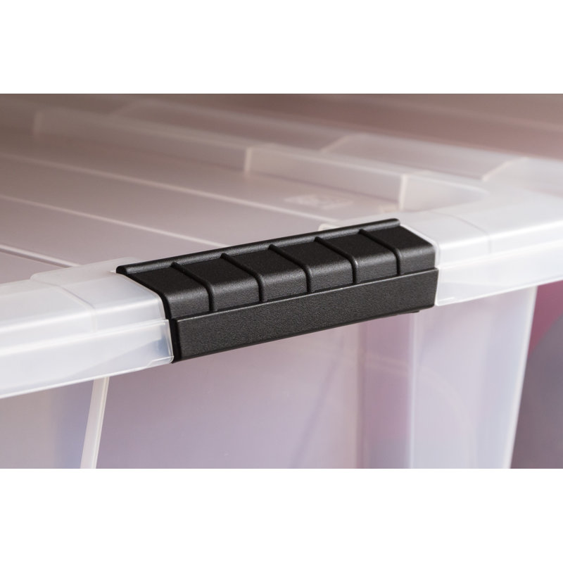 Clear 32 Qt Stackable Plastic Storage Bin with Lid
