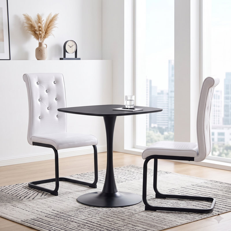 Ensemble de table tulipe sur pied central 3 pièces, contemporain et peu encombrant, avec chaises cantilever, White