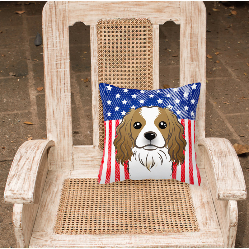  Coussin 14 "American Flag, 18 po x 18 po, Épagneul cavalier