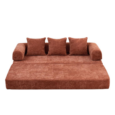 Kaveri Boneless Convertible Chenille Sofa Bed - Folding Floor Couch - No Assembly Required Modern Chenille Cloud Sofa, Free Combination, Compression Packaging Design, Sofa Bed For Living Room