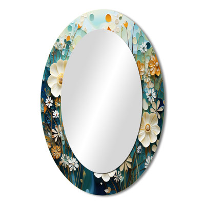 Green Blue Tranquil Oasis II - Modern Oval Wall Mirror