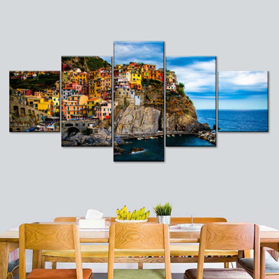 " Cinque Terre Wall Art Multi Piece Canvas Print " 5 Piece Art Set