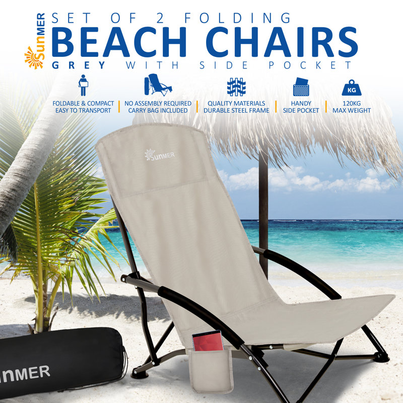 Annabal Folding Beach Chairs, Grey
