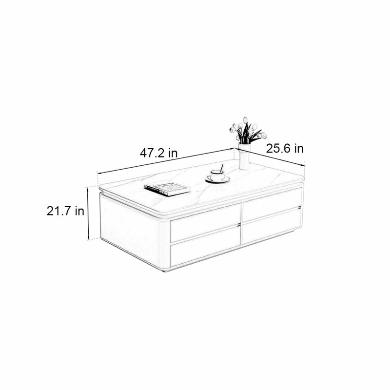 Table basse rectangulaire, H 21,7 po x L 47,2 po x l 25,6 po, Gris clair, Gris