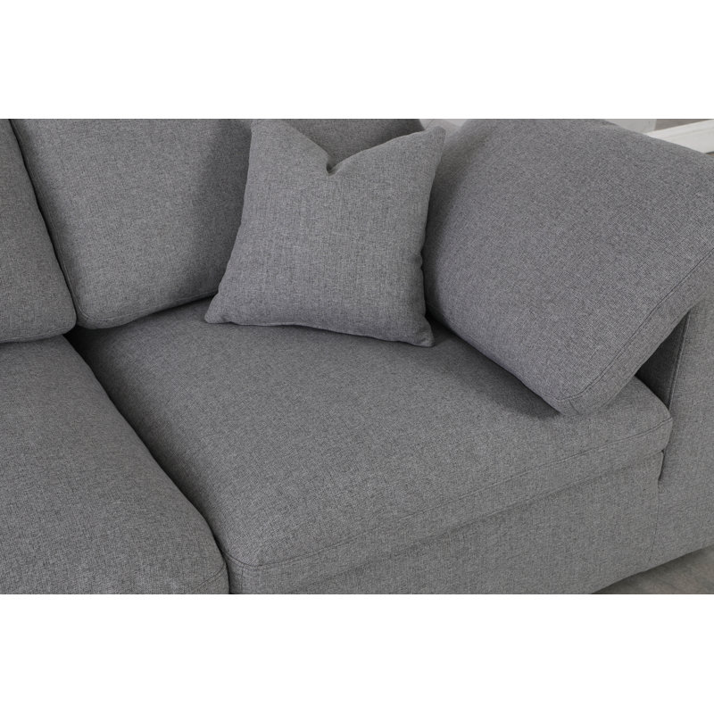 Canapé modulaire réversible de 119 po avec repose-pieds Burrows, Tissu gris texturé en lin