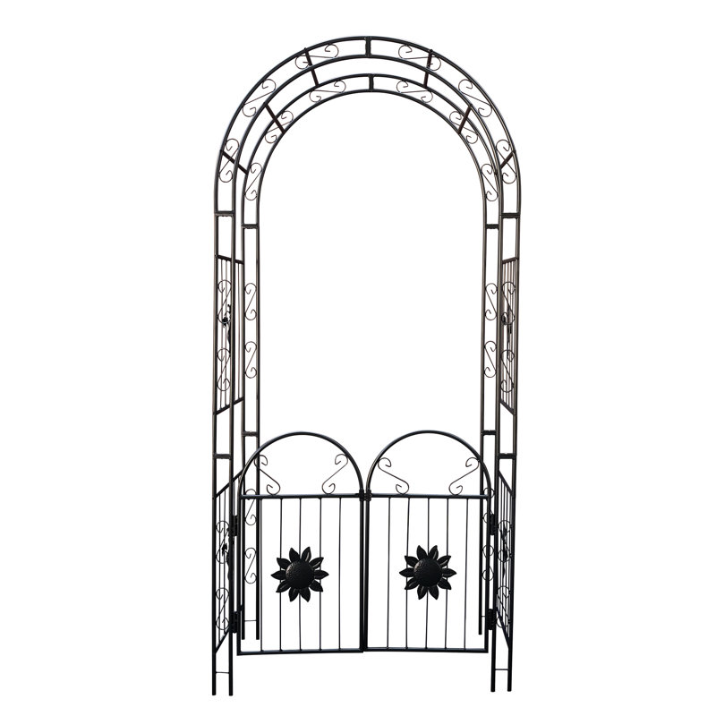 Arche de jardin en métal avec portes - noire, parfaite pour les plantes grimpantes comme le jasmin, la fête en plein air et les occasions