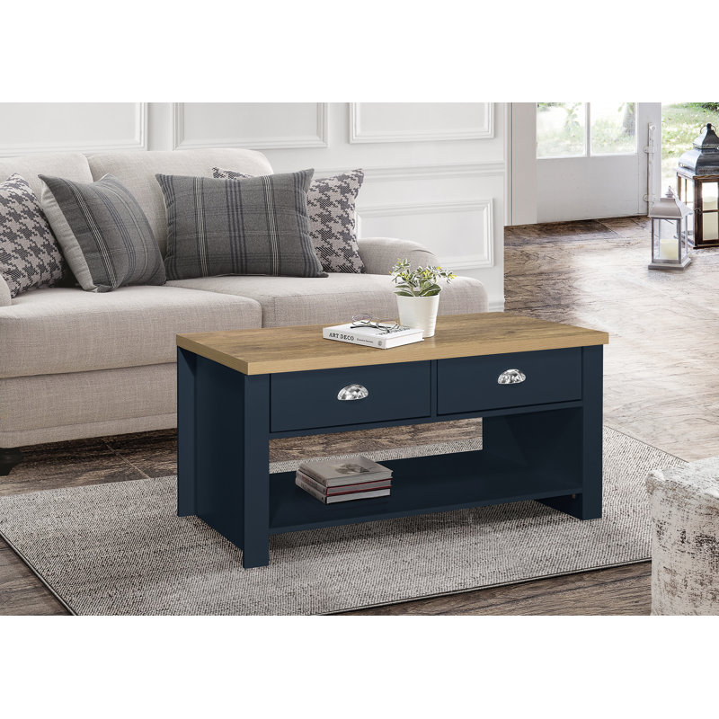 Highgate Sled Coffee Table with Storage, Navy Blue