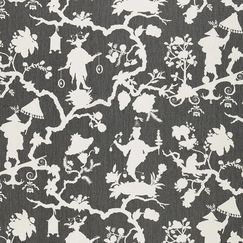 Shantung Silhouette Print Fabric, Smoke