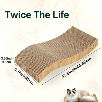 1 Pack Corrugated Cardboard Cat Scratcher Pad, Durable BC Flute Cardboard Cat Nail Grinding Board, Eco Recyclable Scratch Toy for Indoor Cats & Kittens