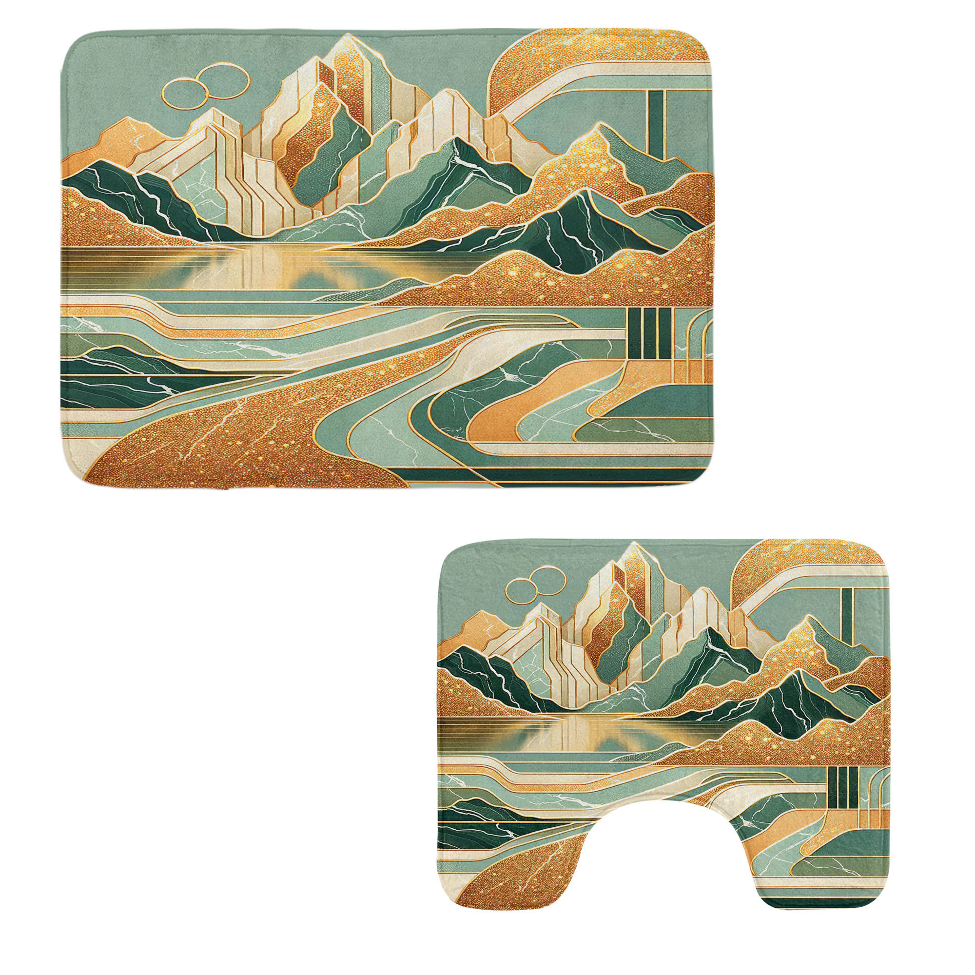 East Urban Home Mid Century Modern Boho Bathroom Rug Set 2 Pieces ...