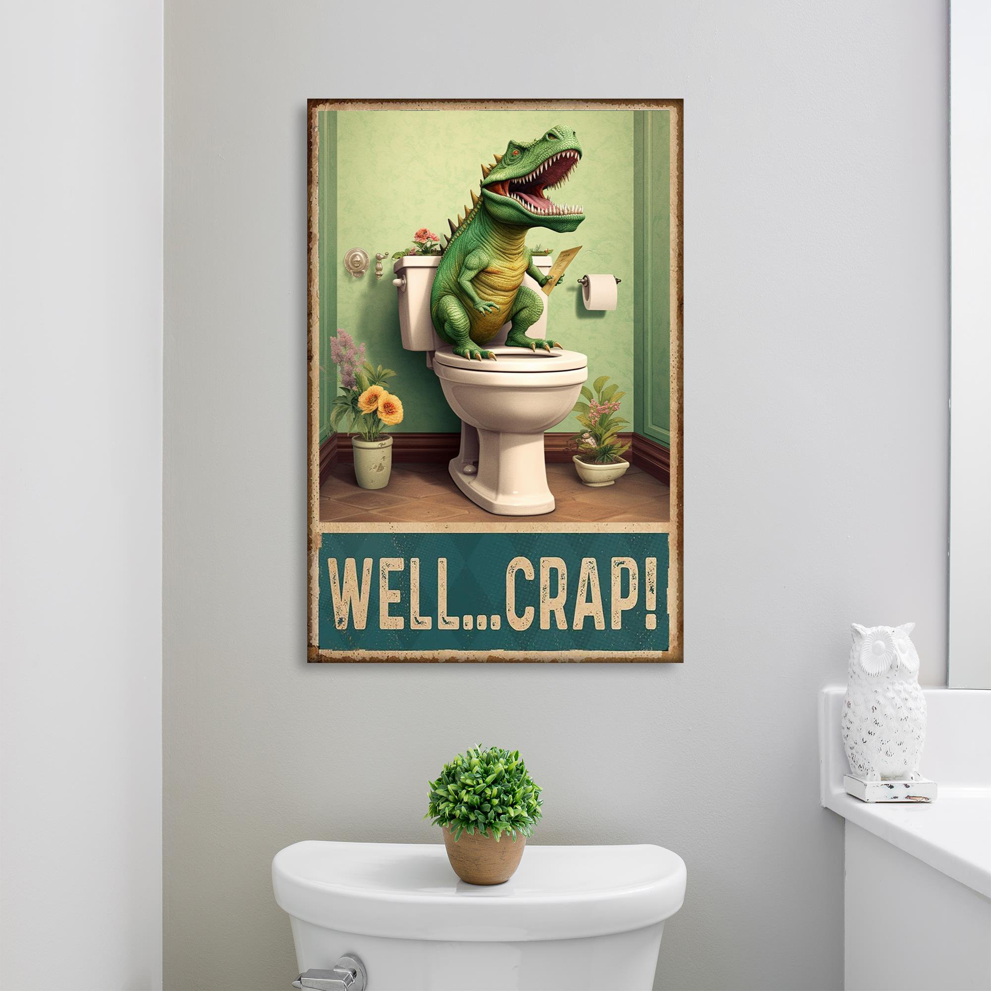 Trinx Dinosaur Toilet Well Crap 1 1 Piece Rectangle Gr " Dinosaur