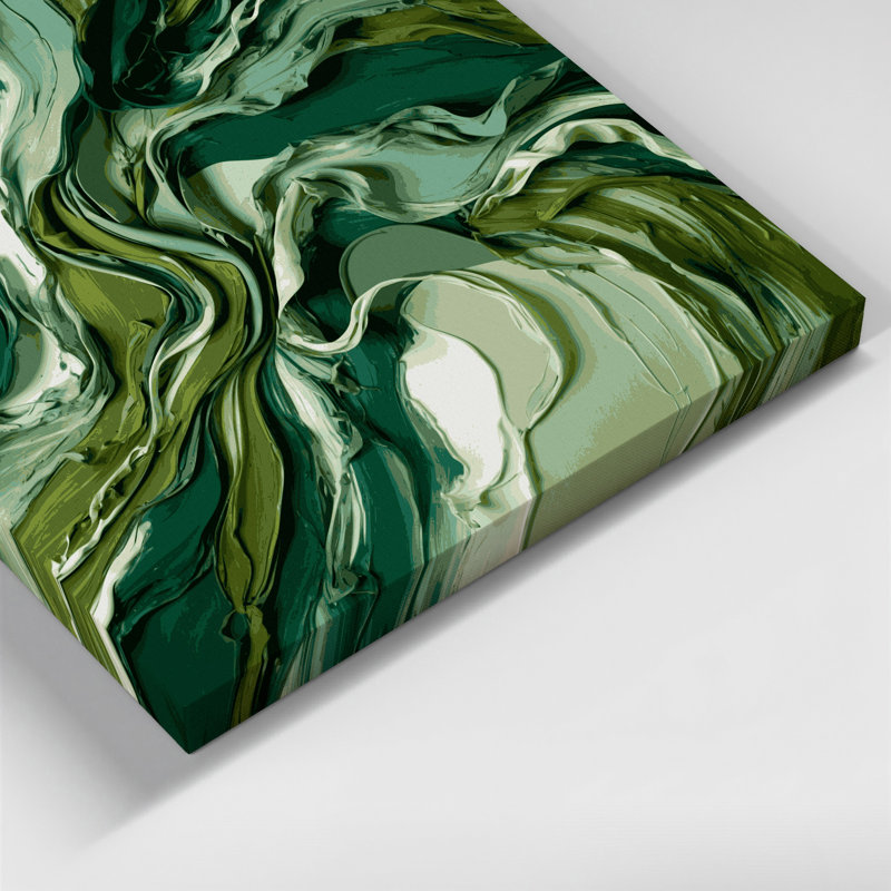 Lyrical Abstraction 32 Green Canvas Wall Art, 24" H x 36" W