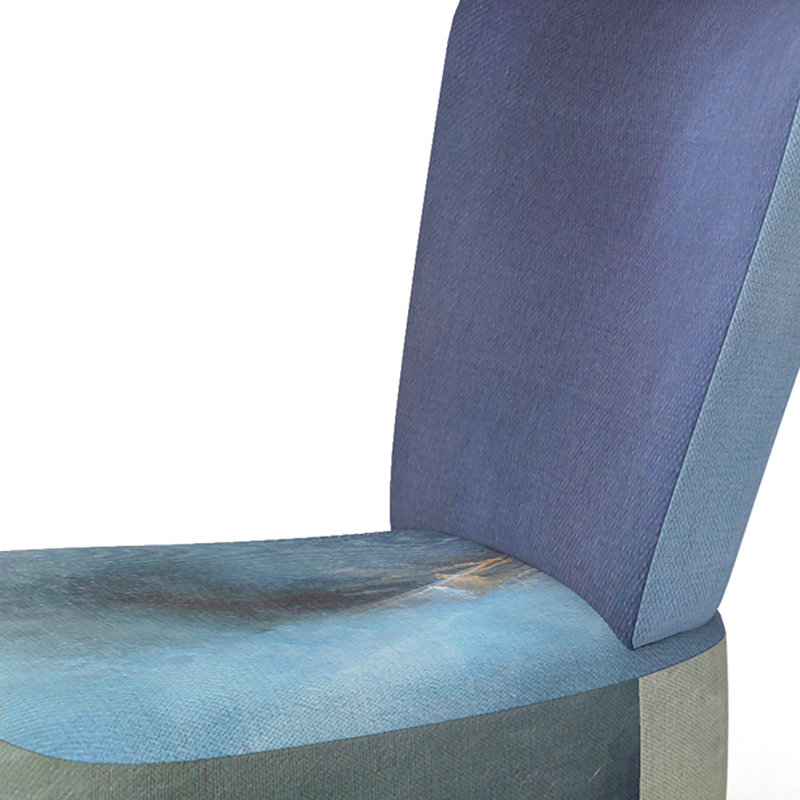 Accent Chair, Beige Floral Pattern Upholstered Decor - Beige Floral Pattern II, Dark Purple/Green