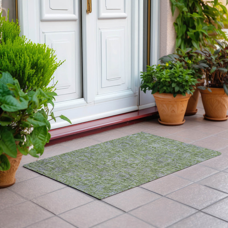 Tapis olive intérieur / extérieur lavable à la machine Mahaney ACN771, Rectangle 1'8" x 2'6"