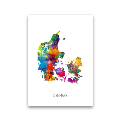 Denmark Watercolour Map by Michael Tompsett - Print