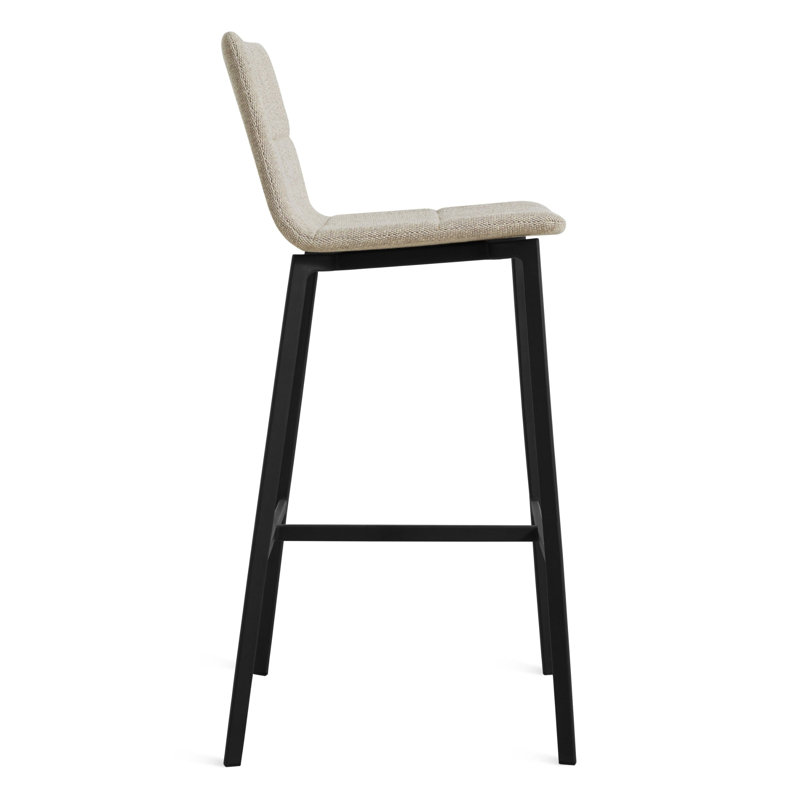 Between Us Stool, Bar Stool (31" Seat Height), Tait Stone Textured Basketweave, Black