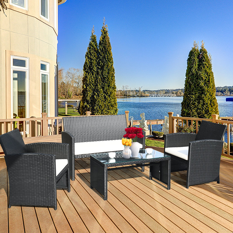 Ameline 4 - Person Patio Conversation Set with Cushions
