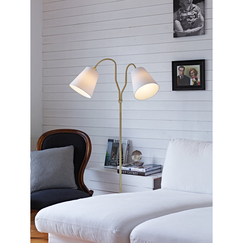 Bodean 152cm Floor Lamp, Brass/White
