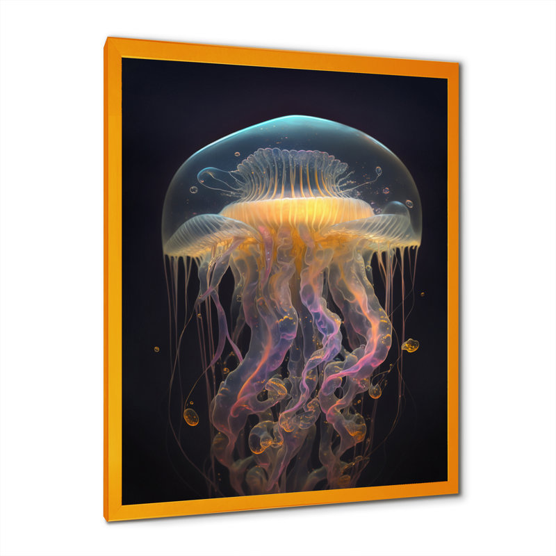 Méduse - reproduction sur toile, Impression dorée sur toile encadrée, L 16 po x H 32 po