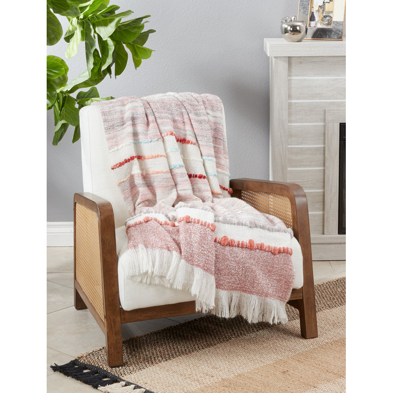 Colorful Chunky Woven Reversible Boho Throw Blanket