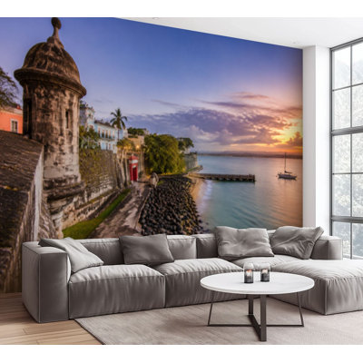 Wall Mural Peel and Stick Wallpaper san juan puerto rico historic architecture Self-Adhesive Removable Contact Paper Wall Decor for Living Room Bedroom 100"H x 144"W