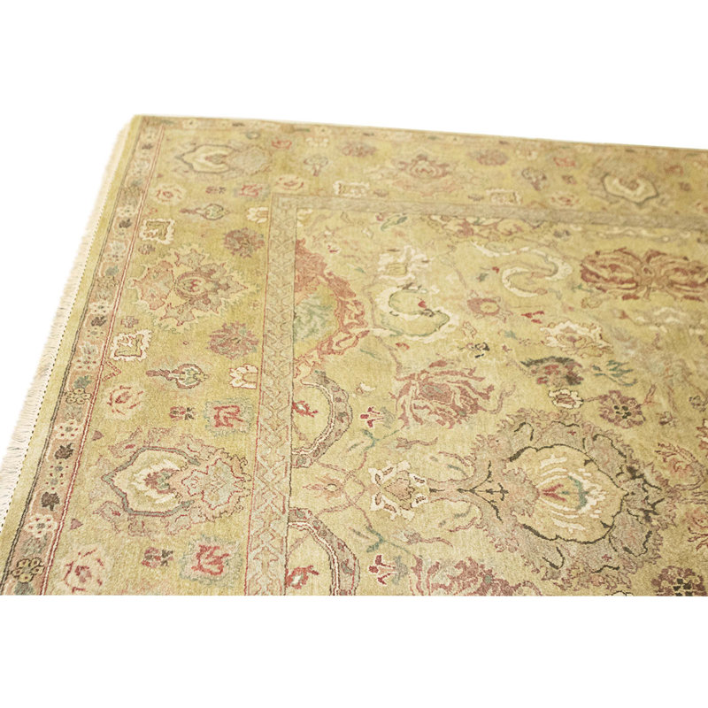 Hand Knotted Wool Area Rug in Gold