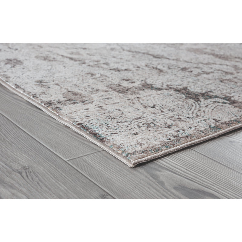 Tapis gris à motif floral Rummond, Rectangle 7 pi 10 po x 10 pi 6 po