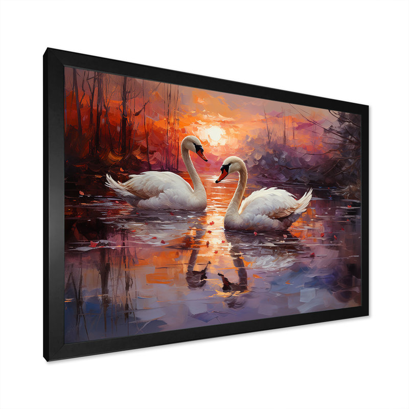 Swan Lake Twilight sur toile, Cadre photo noir, H 16 po x l 32 po x P 1 po