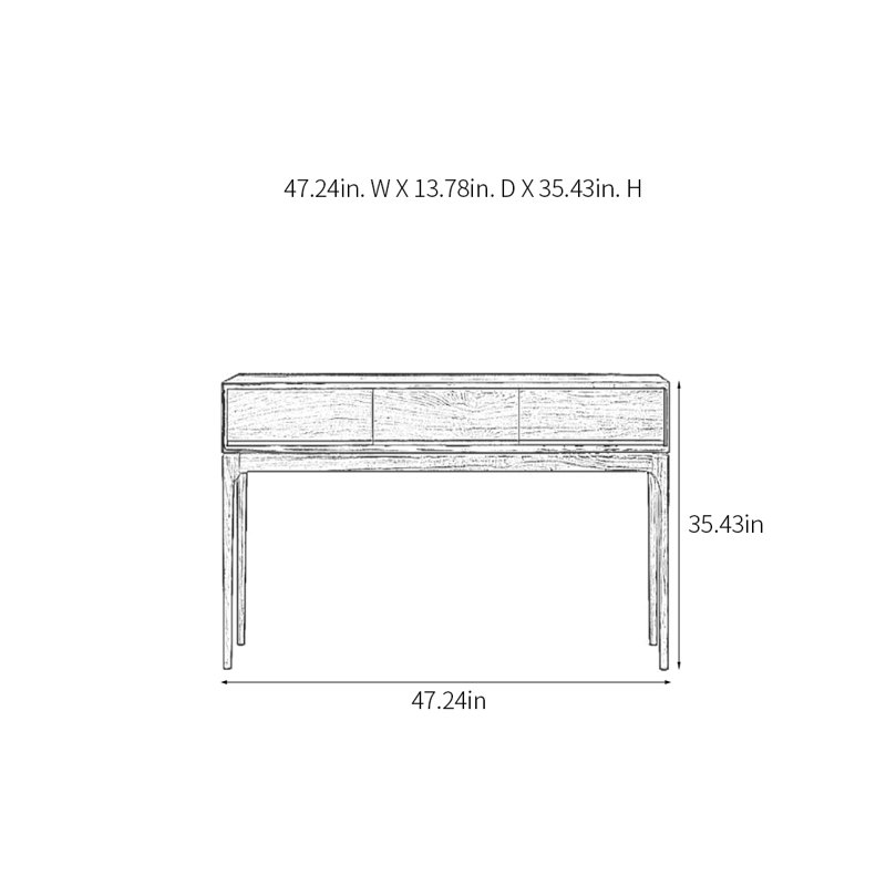 Modern Minimalist Console Table With 3 Drawers, 35.43" H x 47.24" W x 13.78" D