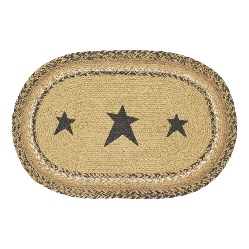 Kettle Grove Geometric Oval Placemat, 18" L x 12" W, Dark Beige