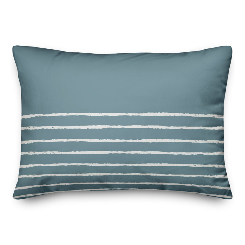 Aezaz Rectangular Pillow Cover & Insert, Sea Glass/White