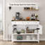 Buffet 47,2 po avec rangement, bar à ferme moderne avec 2 tiroirs, console avec portes de grange et tablette pour la cuisine, la salle à manger, le salon et le vestibule-603780235