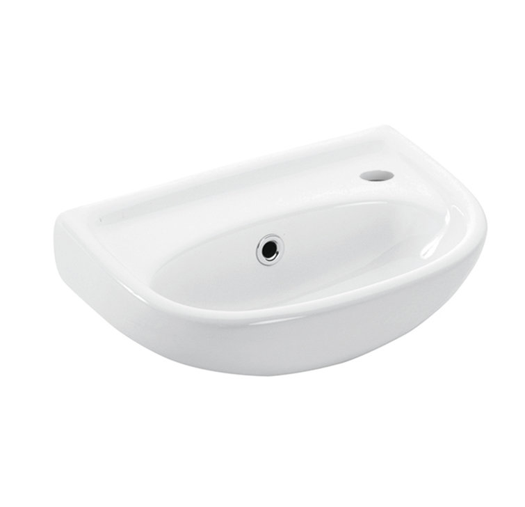 WS Bath Collections Basic Ceramic 9.8'' White Ceramic U-Shaped Bathroom Sink with Overflow