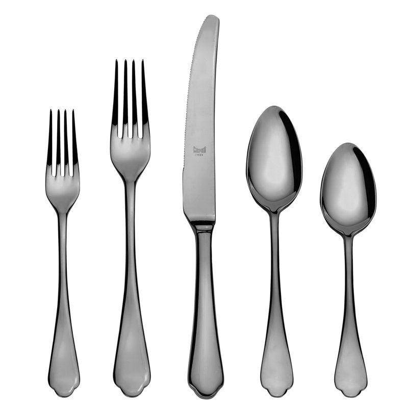 Dolce Vita 20 - Piece Stainless Steel Flatware Set - Service for 4, Black Gold