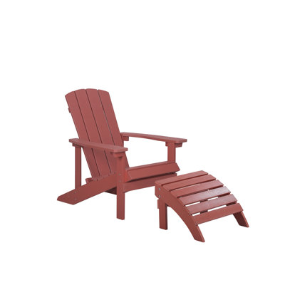 Jaelyn Acacia Foldable Outdoor Adirondack Chair With Ottoman