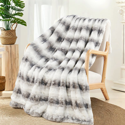 Printed Faux Fur Throw