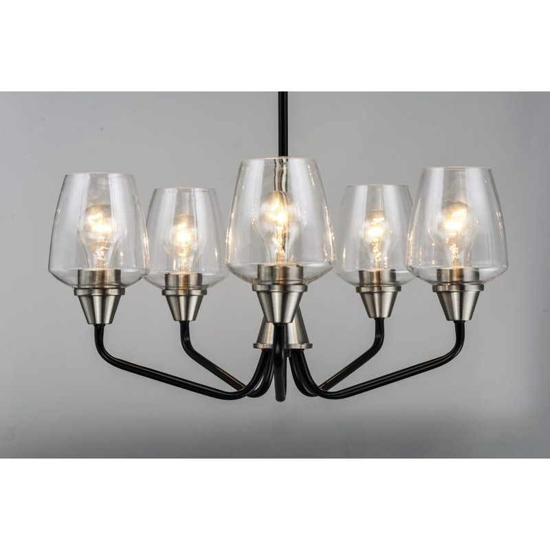 Roseta 5 - Light Dimmable Classic / Traditional Chandelier, Black/Satin Nickel